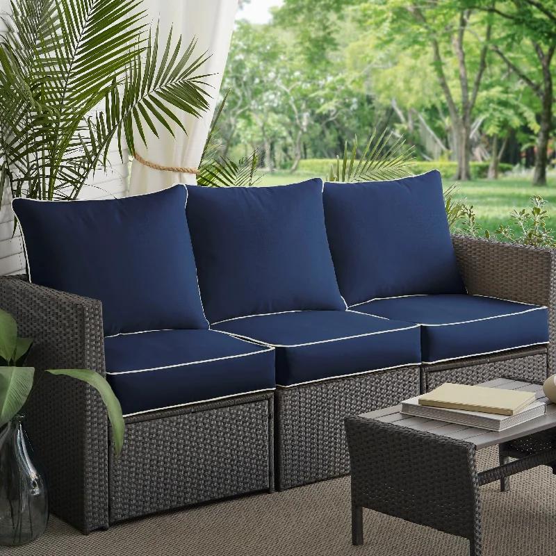 Sorra Home Sunbrella Canvas Navy Patio Sofa Cushion Set