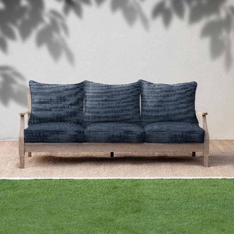 Sorra Home Sunbrella Textured Indigo Indoor/Outdoor Deep Seating Sofa Pillow and Cushion Set