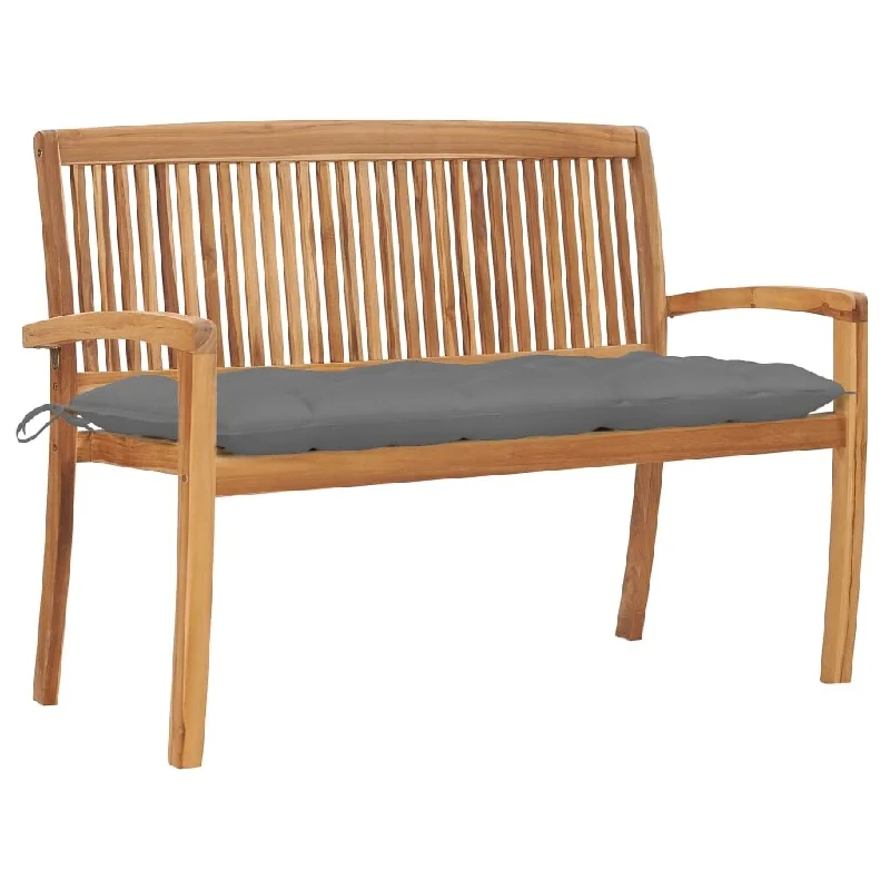 Stacking Garden Bench with Cushion 50.6" Solid Teak Wood