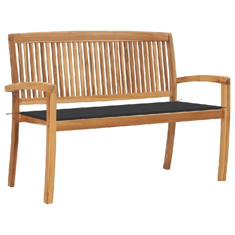 Stacking Garden Bench with Cushion 50.6" Solid Teak Wood