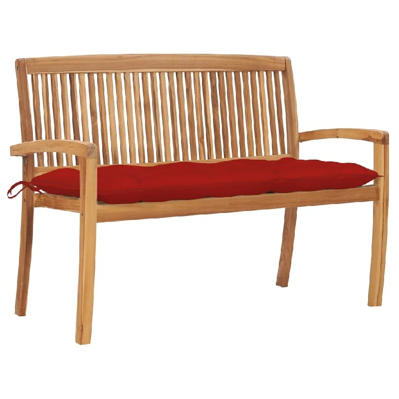 Stacking Garden Bench with Cushion 50.6" Solid Teak Wood