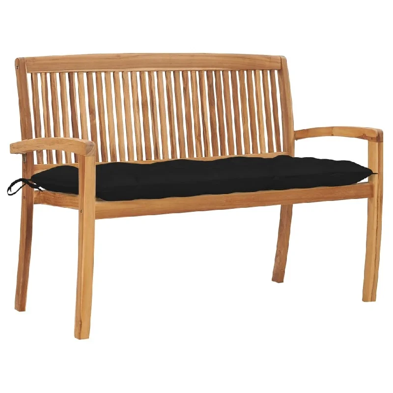 Stacking Garden Bench with Cushion 50.6" Solid Teak Wood