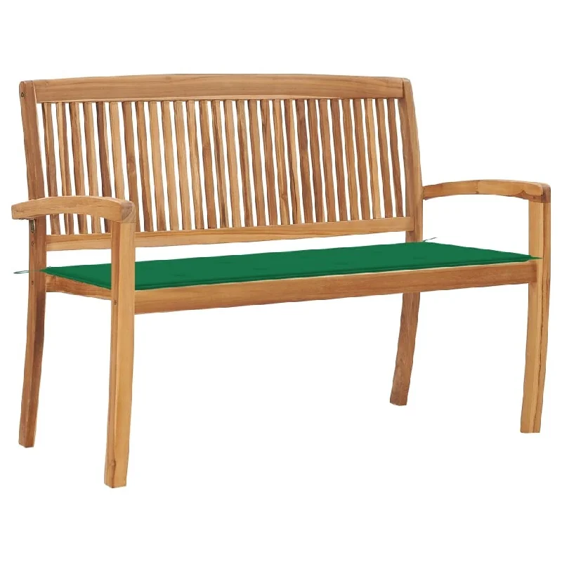 Stacking Garden Bench with Cushion 50.6" Solid Teak Wood