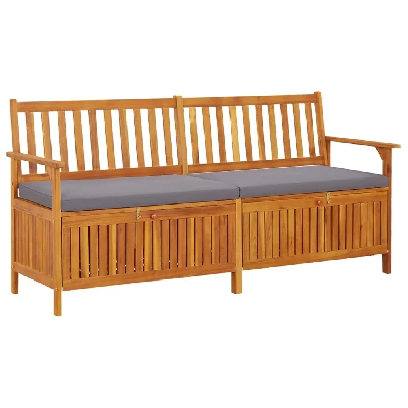 Storage Bench with Cushion 66.9" Solid Wood Acacia