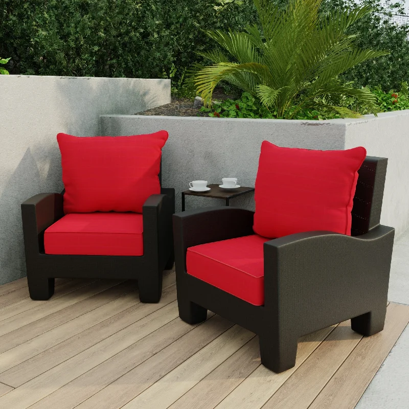 Sunbrella 24" x 47" Red Solid Outdoor Deep Seat Cushion Set with Welt - 46.5'' L x 24'' W x 6'' H