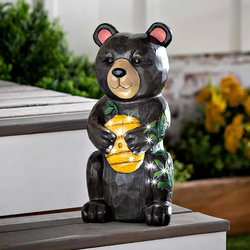 Indoor/Outdoor 18" Illuminated Garden Statue, Bear