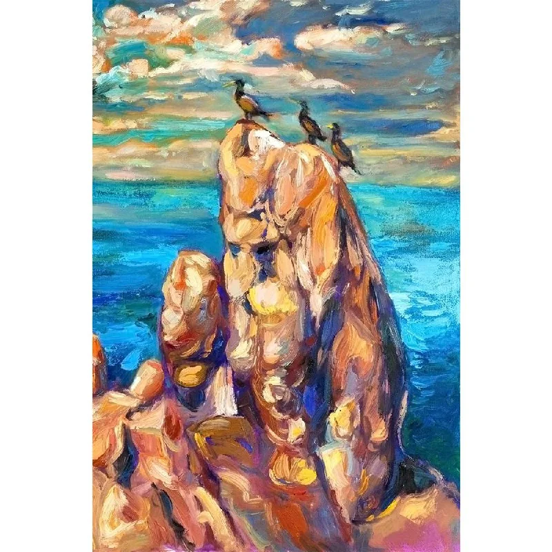 ArtzFolio Artwork Of Ocean Cliffs & Birds Unframed Paper Poster