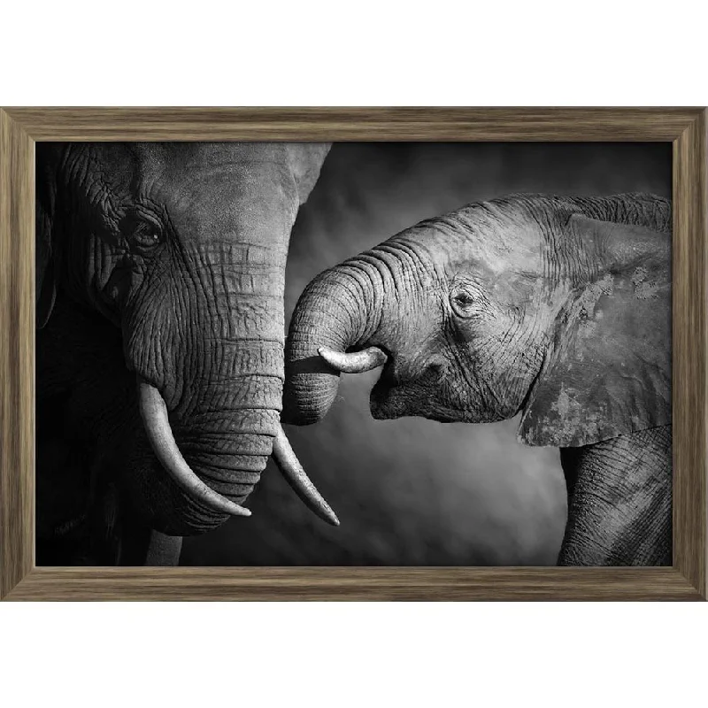 ArtzFolio Elephants Showing Affection Paper Poster Frame | Top Acrylic Glass