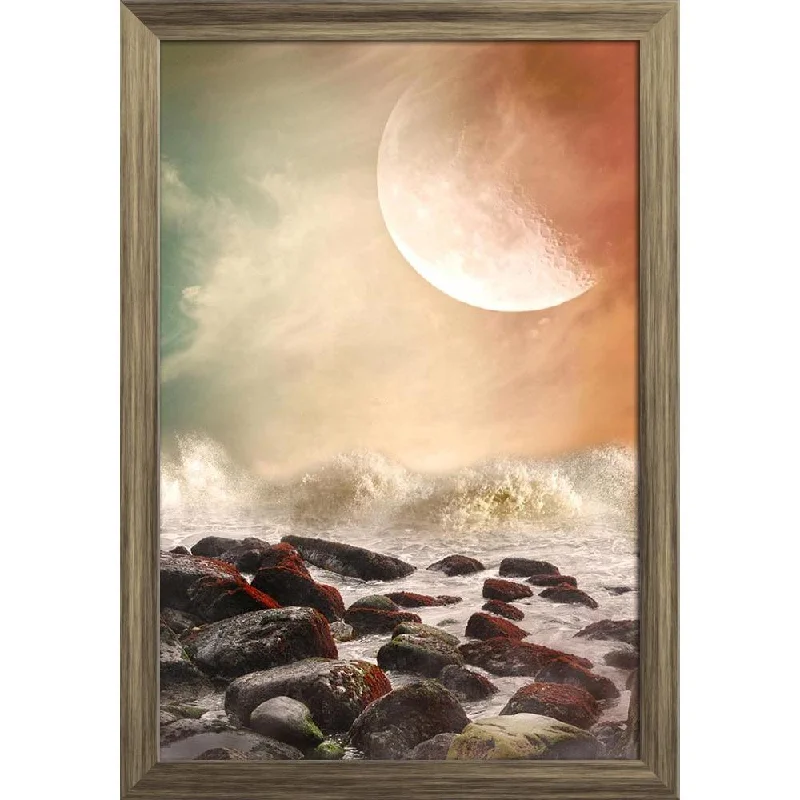 ArtzFolio Fantasy Landscape In The Ocean With Rocks Paper Poster Frame | Top Acrylic Glass