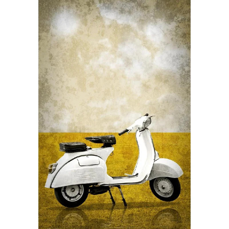 ArtzFolio Retro Style Image of White Vespa Peel & Stick Vinyl Wall Sticker