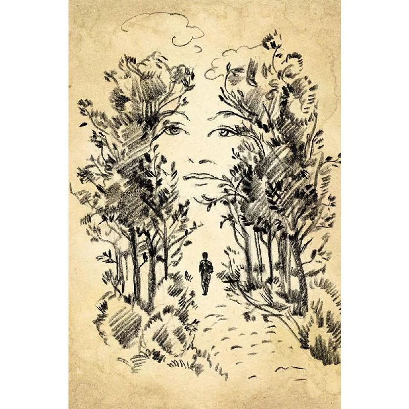 ArtzFolio Surreal Portrait Of A Woman In The Park Unframed Paper Poster