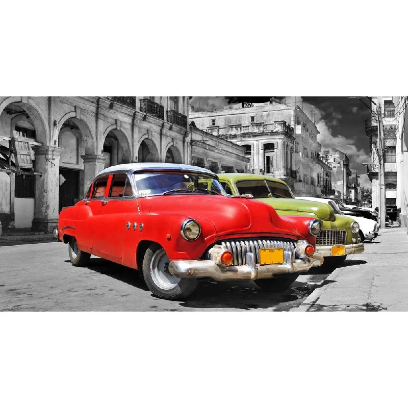 ArtzFolio Vintage Classic Cars in Old Havana, Cuba Canvas Painting