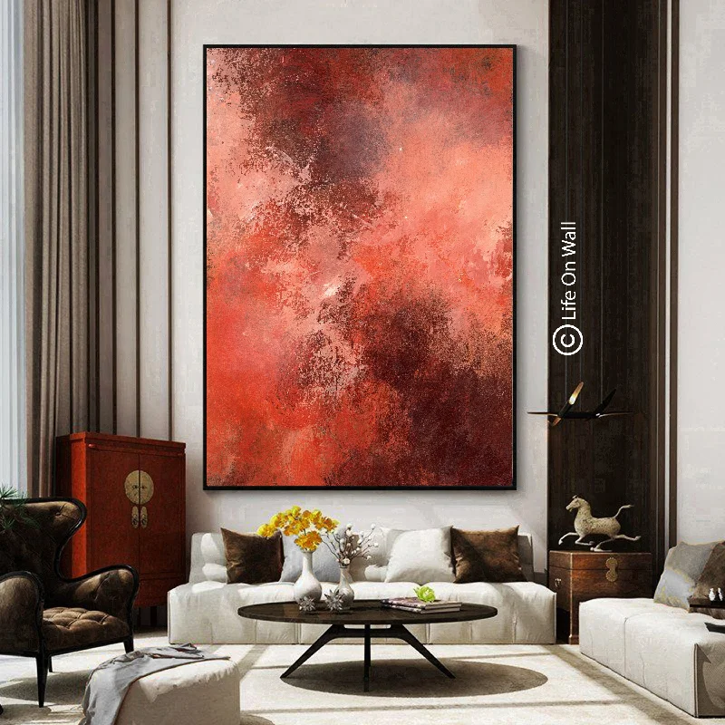 Brown Peach Red Abstract Painting Original Abstract Art Wp058