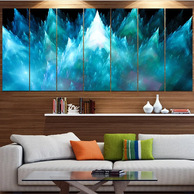 Designart "Blue Fractal Crystals Design" Abstract Wall Art on Canvas