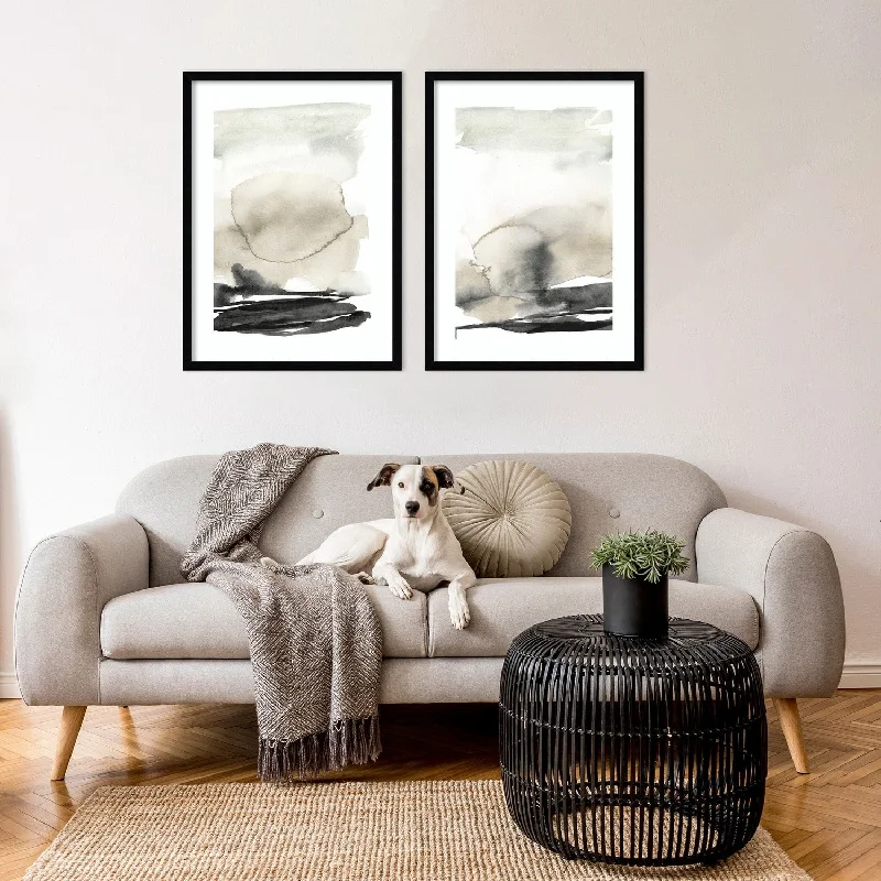 Ebony Horizon Triptych - set of 2 Framed Art Print