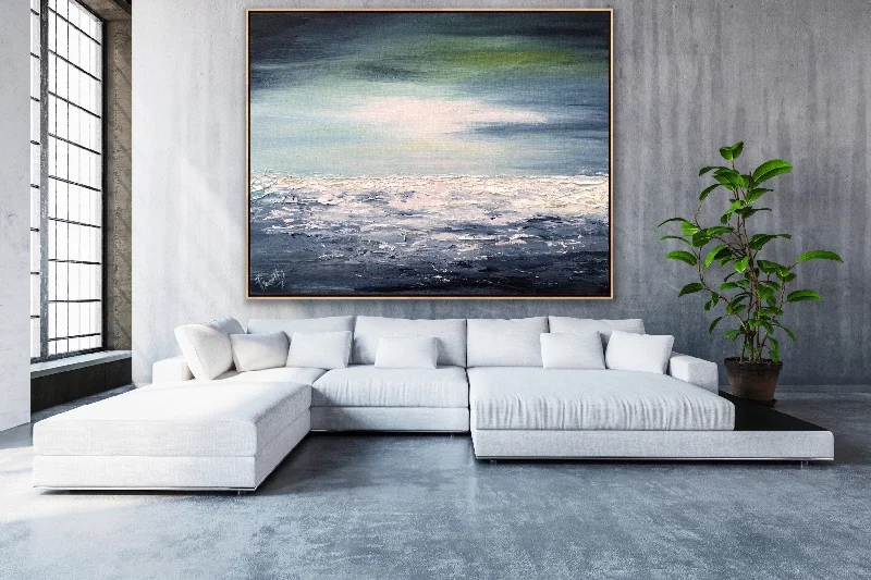 Gray Beach Abstract Painting Light Blue Modern art Contemporary Artwork  Wp081