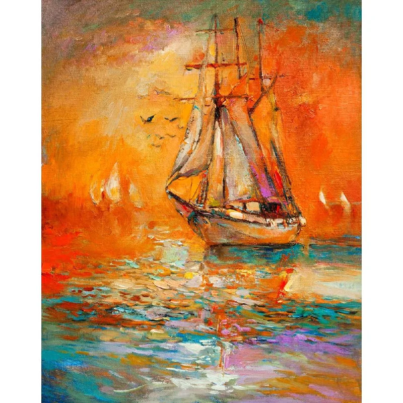 Pitaara Box Artwork Of Sail Ship & Sea D4 Unframed Canvas Painting